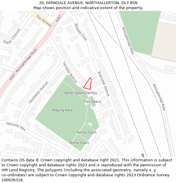 20, FARNDALE AVENUE, NORTHALLERTON, DL7 8SN: Location map and indicative extent of plot