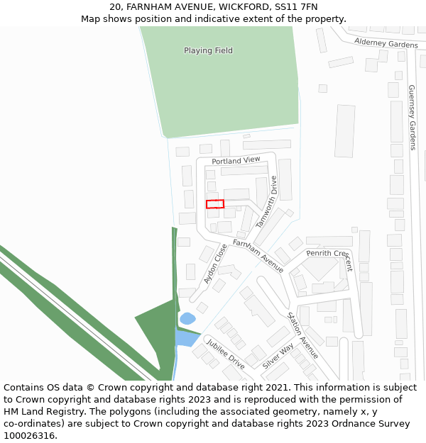 20, FARNHAM AVENUE, WICKFORD, SS11 7FN: Location map and indicative extent of plot