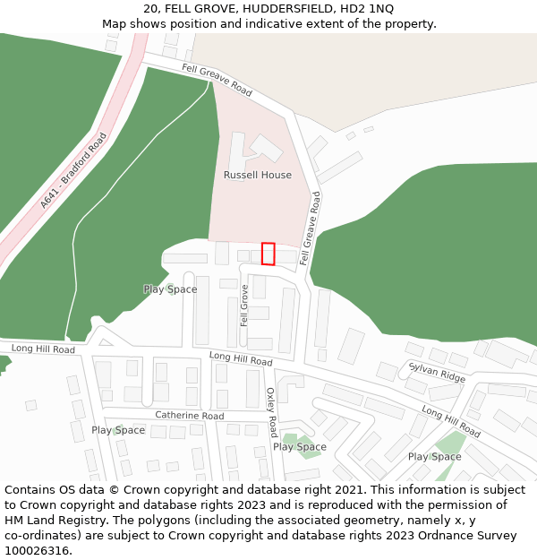 20, FELL GROVE, HUDDERSFIELD, HD2 1NQ: Location map and indicative extent of plot