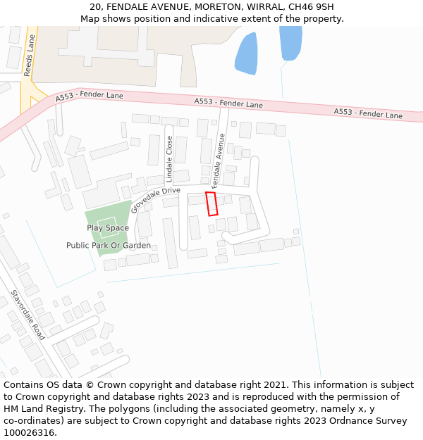 20, FENDALE AVENUE, MORETON, WIRRAL, CH46 9SH: Location map and indicative extent of plot