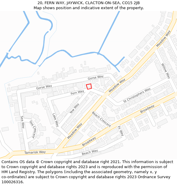 20, FERN WAY, JAYWICK, CLACTON-ON-SEA, CO15 2JB: Location map and indicative extent of plot