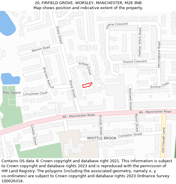 20, FIRFIELD GROVE, WORSLEY, MANCHESTER, M28 3NB: Location map and indicative extent of plot