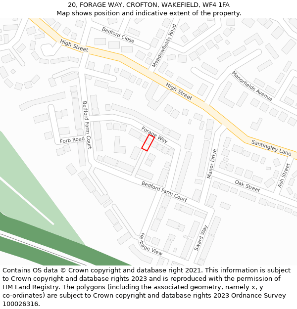 20, FORAGE WAY, CROFTON, WAKEFIELD, WF4 1FA: Location map and indicative extent of plot