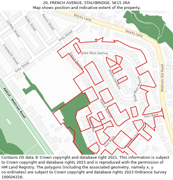 20, FRENCH AVENUE, STALYBRIDGE, SK15 2RA: Location map and indicative extent of plot