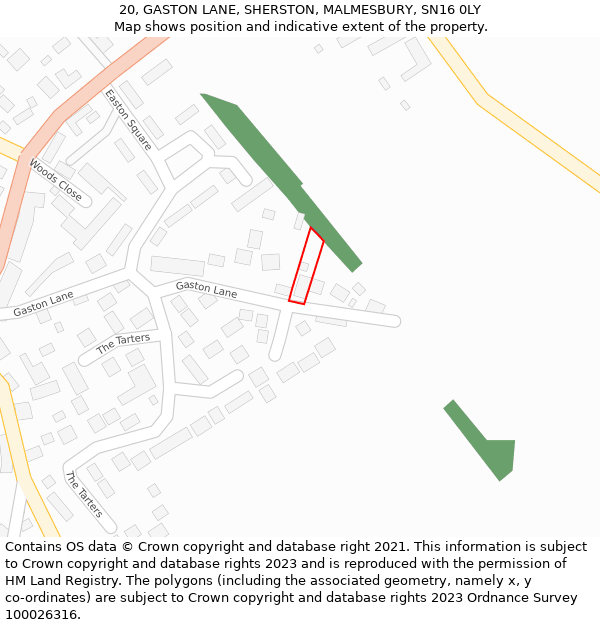 20, GASTON LANE, SHERSTON, MALMESBURY, SN16 0LY: Location map and indicative extent of plot