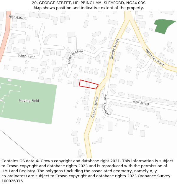 20, GEORGE STREET, HELPRINGHAM, SLEAFORD, NG34 0RS: Location map and indicative extent of plot