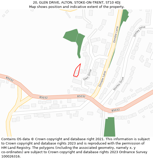 20, GLEN DRIVE, ALTON, STOKE-ON-TRENT, ST10 4DJ: Location map and indicative extent of plot