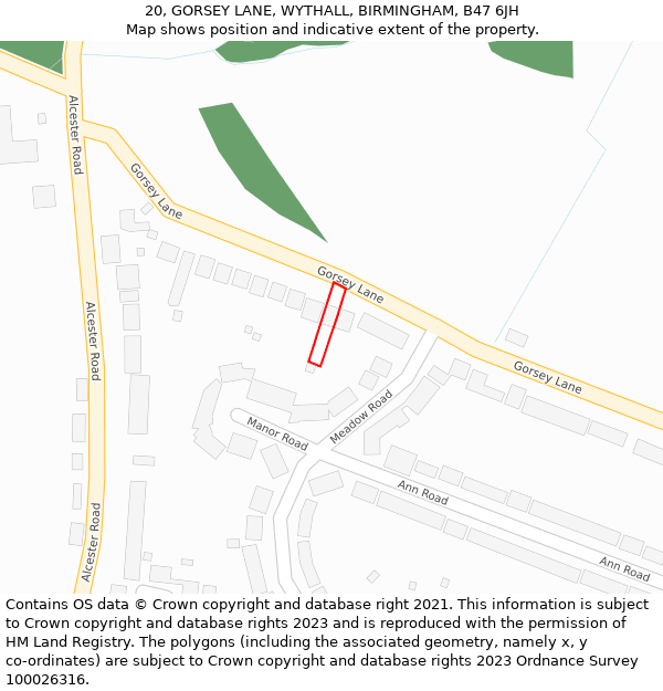 20, GORSEY LANE, WYTHALL, BIRMINGHAM, B47 6JH: Location map and indicative extent of plot