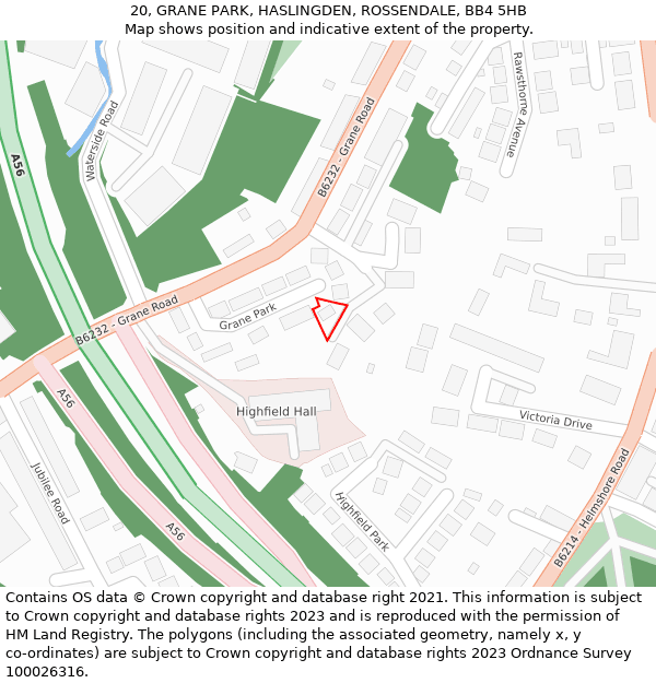 20, GRANE PARK, HASLINGDEN, ROSSENDALE, BB4 5HB: Location map and indicative extent of plot