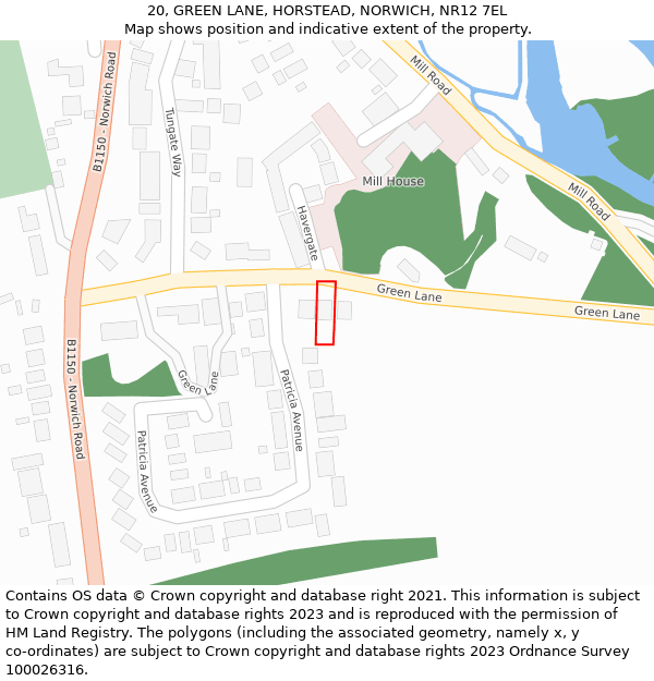 20, GREEN LANE, HORSTEAD, NORWICH, NR12 7EL: Location map and indicative extent of plot