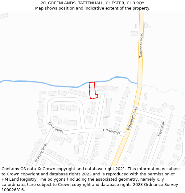 20, GREENLANDS, TATTENHALL, CHESTER, CH3 9QY: Location map and indicative extent of plot