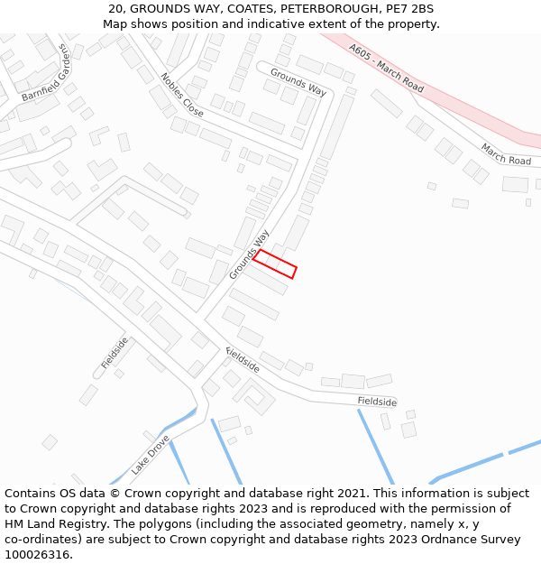 20, GROUNDS WAY, COATES, PETERBOROUGH, PE7 2BS: Location map and indicative extent of plot