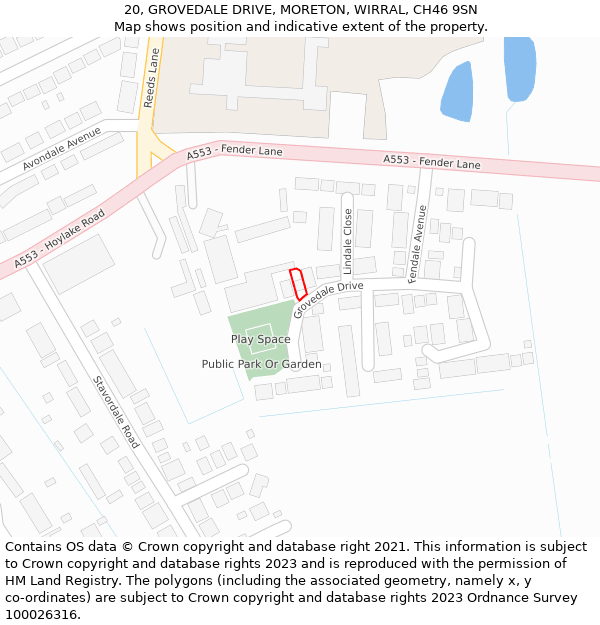 20, GROVEDALE DRIVE, MORETON, WIRRAL, CH46 9SN: Location map and indicative extent of plot