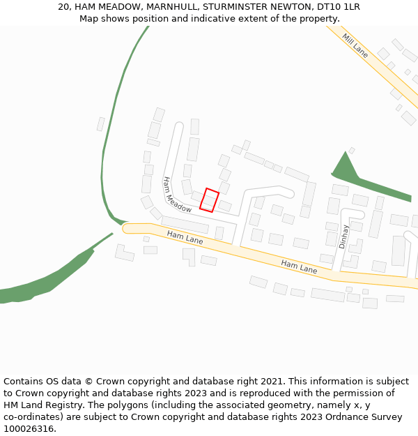 20, HAM MEADOW, MARNHULL, STURMINSTER NEWTON, DT10 1LR: Location map and indicative extent of plot