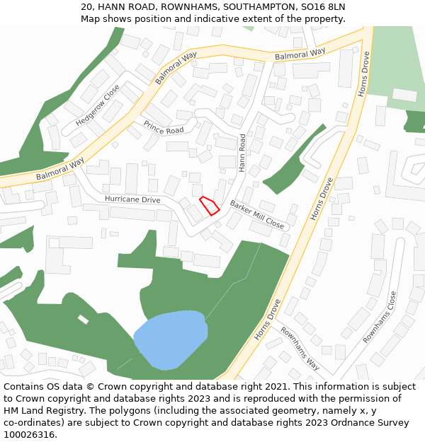 20, HANN ROAD, ROWNHAMS, SOUTHAMPTON, SO16 8LN: Location map and indicative extent of plot