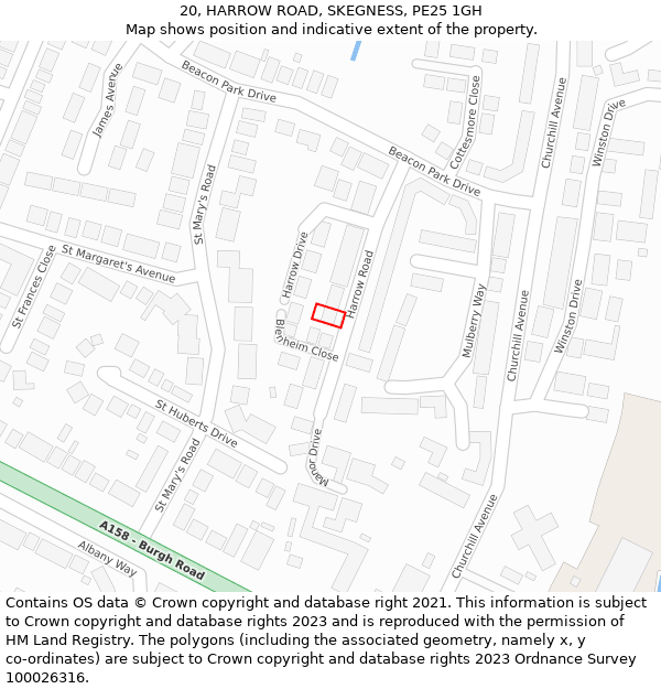 20, HARROW ROAD, SKEGNESS, PE25 1GH: Location map and indicative extent of plot