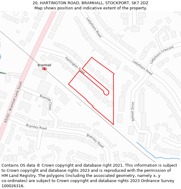 20, HARTINGTON ROAD, BRAMHALL, STOCKPORT, SK7 2DZ: Location map and indicative extent of plot