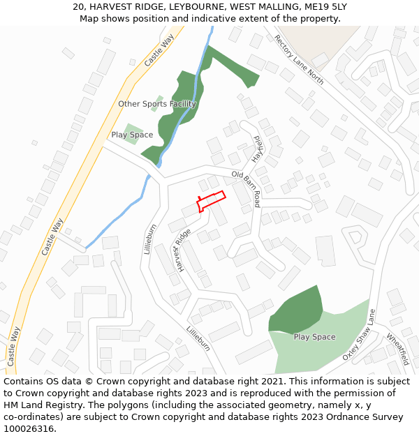 20, HARVEST RIDGE, LEYBOURNE, WEST MALLING, ME19 5LY: Location map and indicative extent of plot