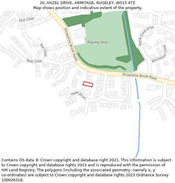 20, HAZEL DRIVE, ARMITAGE, RUGELEY, WS15 4TZ: Location map and indicative extent of plot