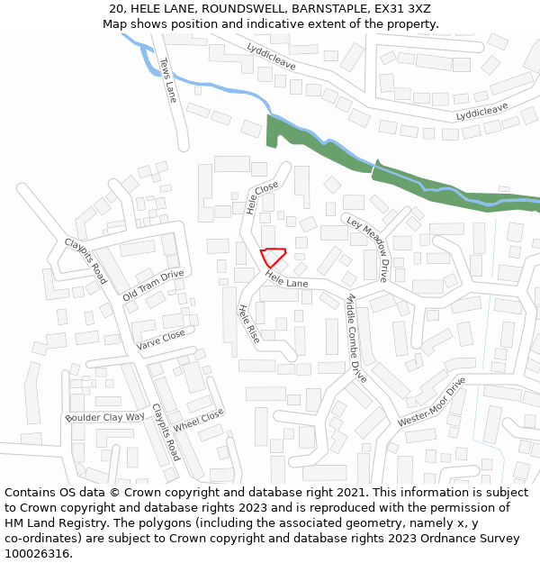 20, HELE LANE, ROUNDSWELL, BARNSTAPLE, EX31 3XZ: Location map and indicative extent of plot