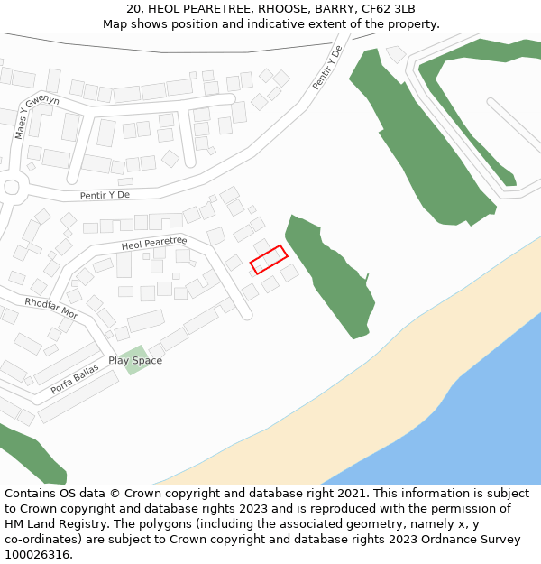 20, HEOL PEARETREE, RHOOSE, BARRY, CF62 3LB: Location map and indicative extent of plot