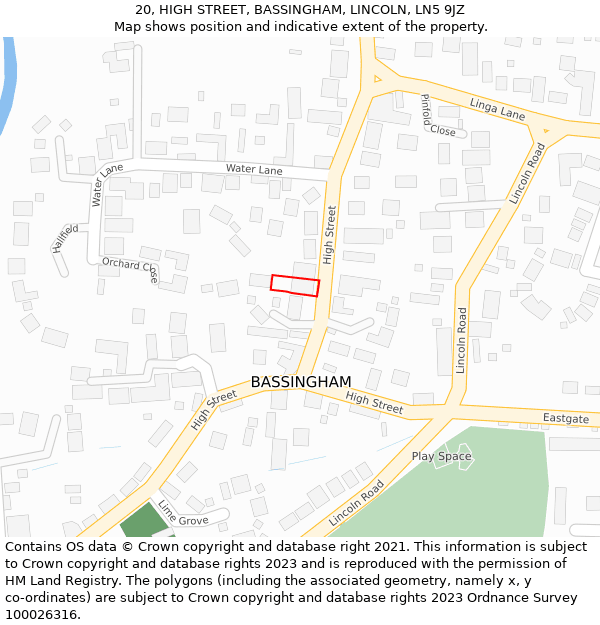 20, HIGH STREET, BASSINGHAM, LINCOLN, LN5 9JZ: Location map and indicative extent of plot