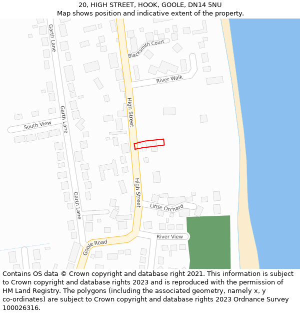 20, HIGH STREET, HOOK, GOOLE, DN14 5NU: Location map and indicative extent of plot