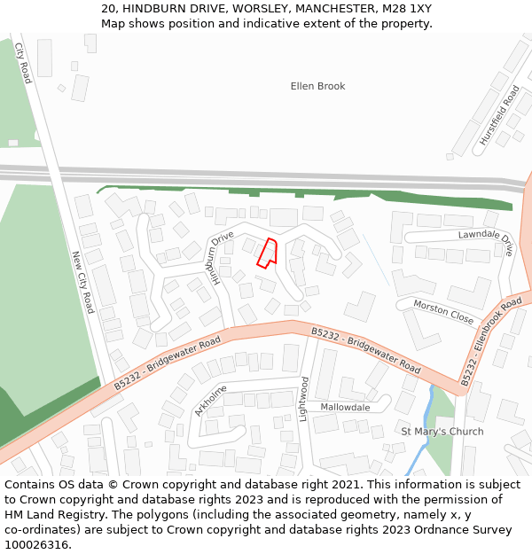 20, HINDBURN DRIVE, WORSLEY, MANCHESTER, M28 1XY: Location map and indicative extent of plot