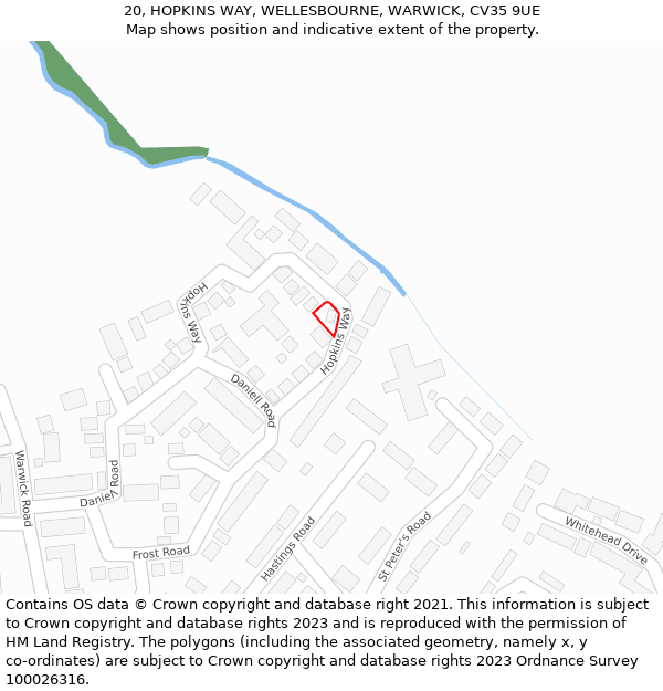 20, HOPKINS WAY, WELLESBOURNE, WARWICK, CV35 9UE: Location map and indicative extent of plot