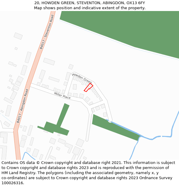 20, HOWDEN GREEN, STEVENTON, ABINGDON, OX13 6FY: Location map and indicative extent of plot