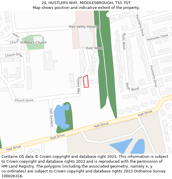 20, HUSTLERS WAY, MIDDLESBROUGH, TS5 7DT: Location map and indicative extent of plot