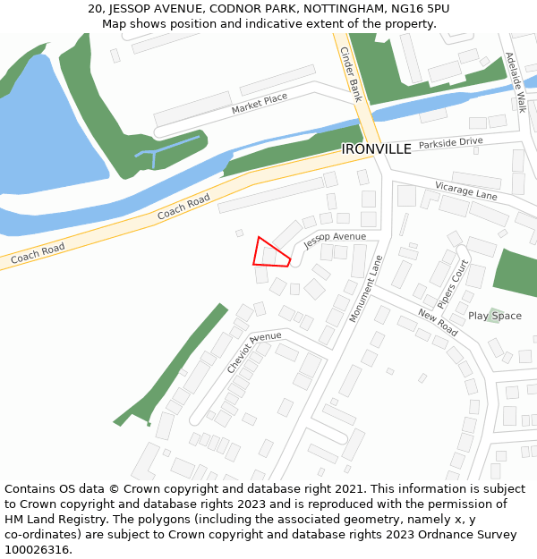 20, JESSOP AVENUE, CODNOR PARK, NOTTINGHAM, NG16 5PU: Location map and indicative extent of plot