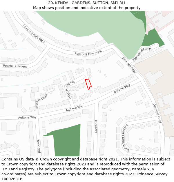 20, KENDAL GARDENS, SUTTON, SM1 3LL: Location map and indicative extent of plot