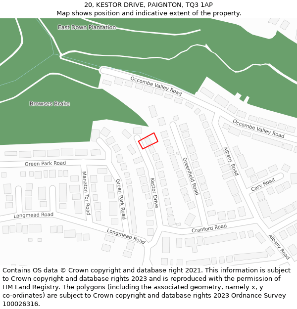 20, KESTOR DRIVE, PAIGNTON, TQ3 1AP: Location map and indicative extent of plot