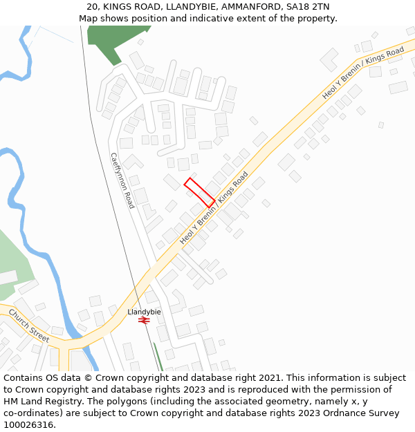 20, KINGS ROAD, LLANDYBIE, AMMANFORD, SA18 2TN: Location map and indicative extent of plot