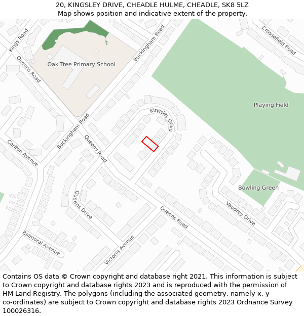 20, KINGSLEY DRIVE, CHEADLE HULME, CHEADLE, SK8 5LZ: Location map and indicative extent of plot