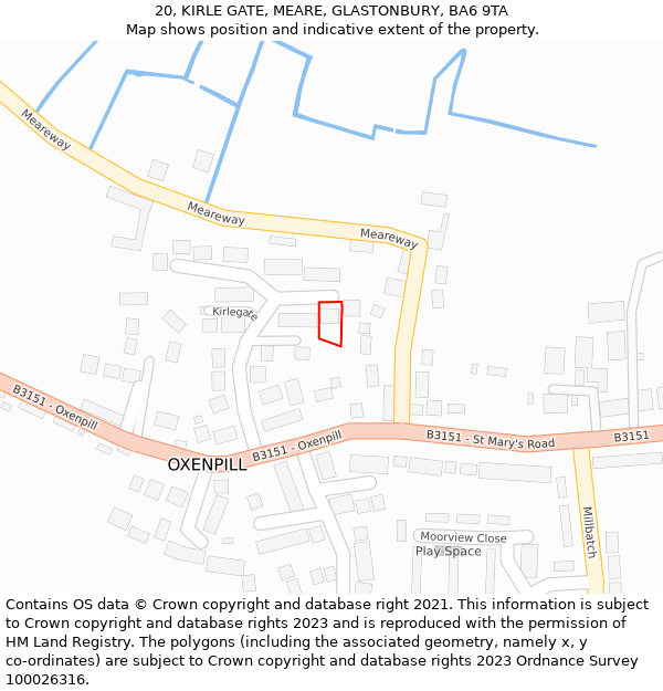 20, KIRLE GATE, MEARE, GLASTONBURY, BA6 9TA: Location map and indicative extent of plot