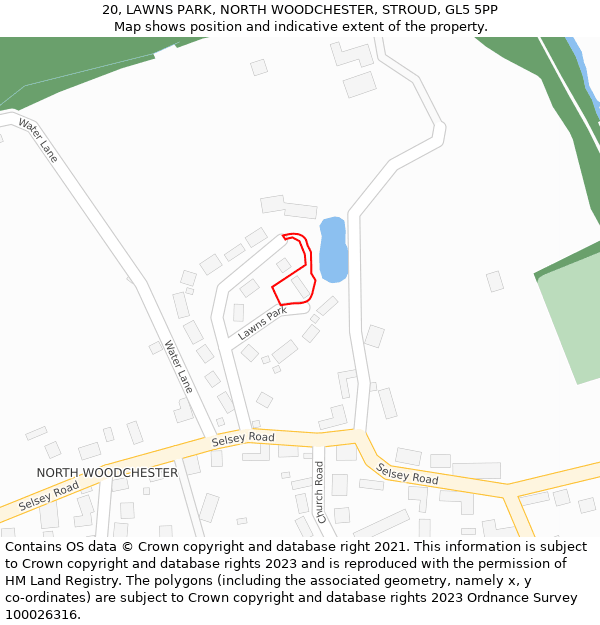 20, LAWNS PARK, NORTH WOODCHESTER, STROUD, GL5 5PP: Location map and indicative extent of plot