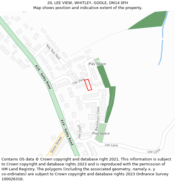 20, LEE VIEW, WHITLEY, GOOLE, DN14 0FH: Location map and indicative extent of plot