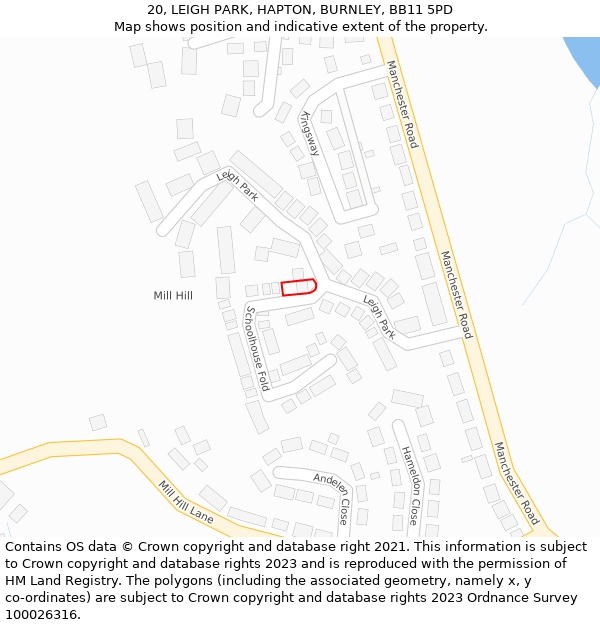 20, LEIGH PARK, HAPTON, BURNLEY, BB11 5PD: Location map and indicative extent of plot