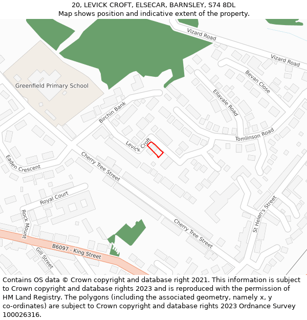 20, LEVICK CROFT, ELSECAR, BARNSLEY, S74 8DL: Location map and indicative extent of plot