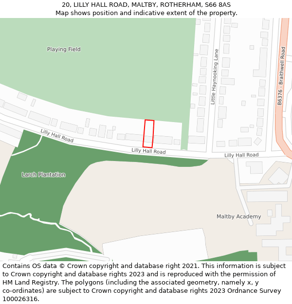 20, LILLY HALL ROAD, MALTBY, ROTHERHAM, S66 8AS: Location map and indicative extent of plot