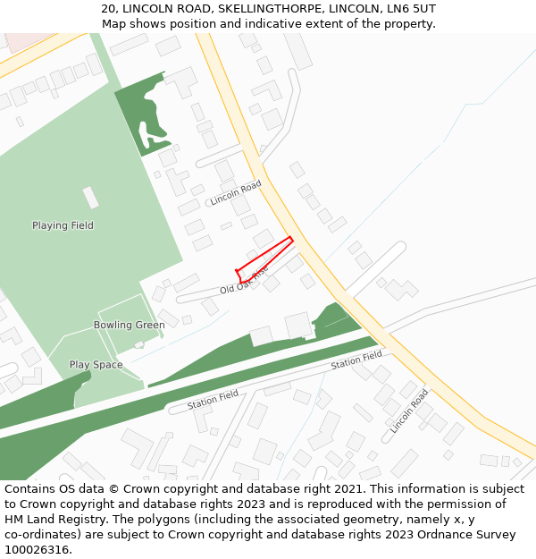 20, LINCOLN ROAD, SKELLINGTHORPE, LINCOLN, LN6 5UT: Location map and indicative extent of plot