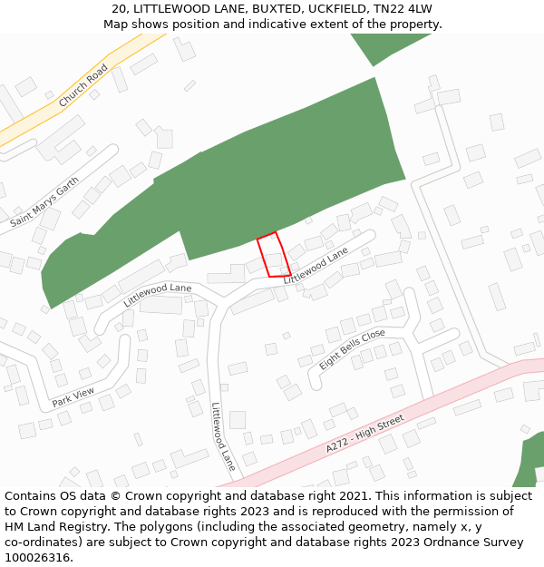 20, LITTLEWOOD LANE, BUXTED, UCKFIELD, TN22 4LW: Location map and indicative extent of plot