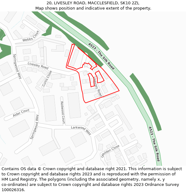 20, LIVESLEY ROAD, MACCLESFIELD, SK10 2ZL: Location map and indicative extent of plot