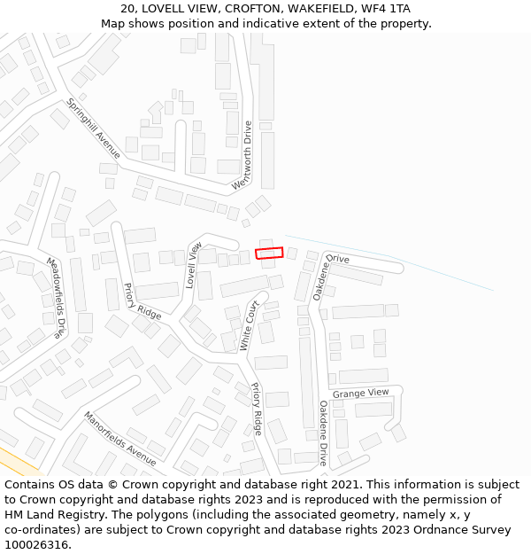 20, LOVELL VIEW, CROFTON, WAKEFIELD, WF4 1TA: Location map and indicative extent of plot