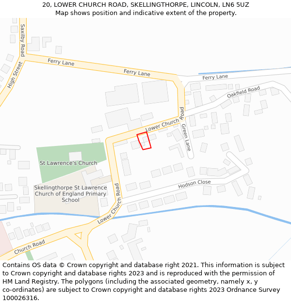 20, LOWER CHURCH ROAD, SKELLINGTHORPE, LINCOLN, LN6 5UZ: Location map and indicative extent of plot