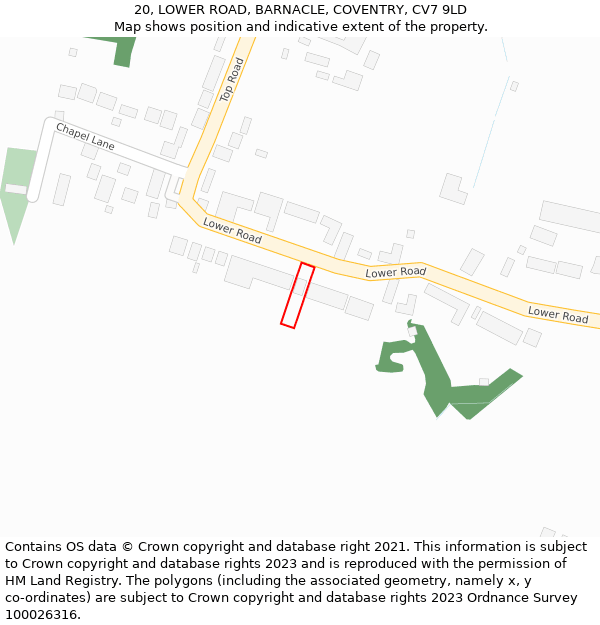 20, LOWER ROAD, BARNACLE, COVENTRY, CV7 9LD: Location map and indicative extent of plot