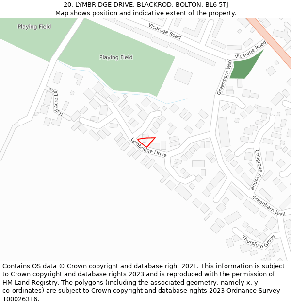 20, LYMBRIDGE DRIVE, BLACKROD, BOLTON, BL6 5TJ: Location map and indicative extent of plot