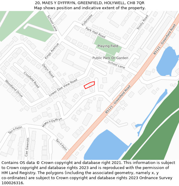20, MAES Y DYFFRYN, GREENFIELD, HOLYWELL, CH8 7QR: Location map and indicative extent of plot